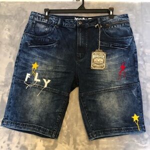 Born Fly Men's Blue Denim Shorts Size 38 NWT